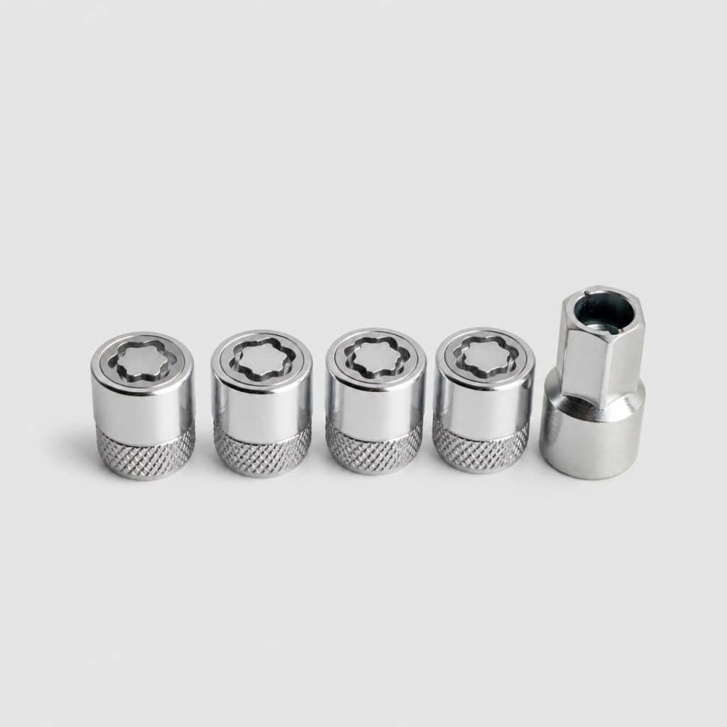 Jeu de quatre bouchons de valve antivol avec clé dédiée
