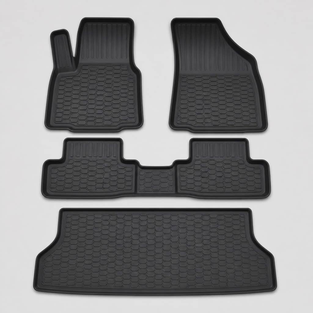 Lot complet de quatre tapis de sol présenté sur fond clair