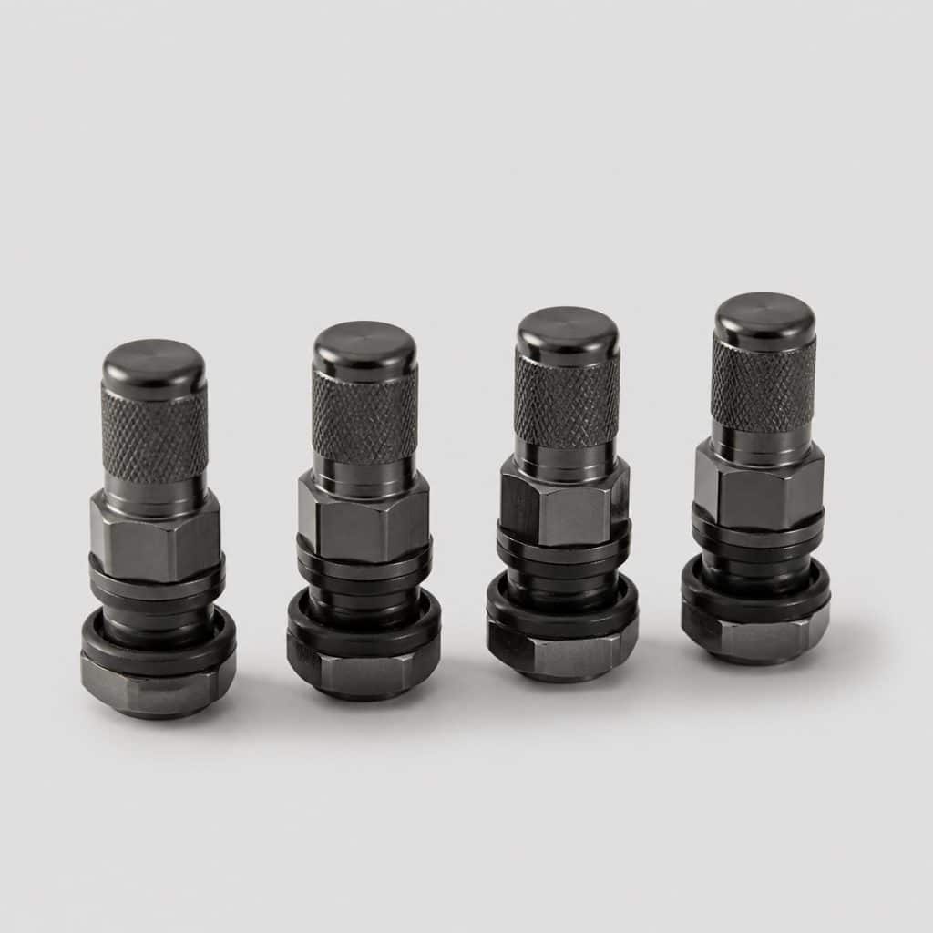 Jeu de quatre valves de pneu métalliques à visser